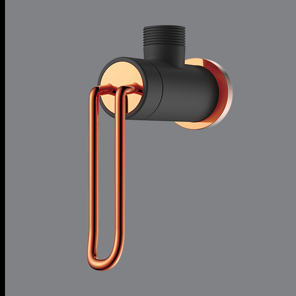 Matt Black + Rose Gold Brass Angle Valve with Brass Flange – Aquant India